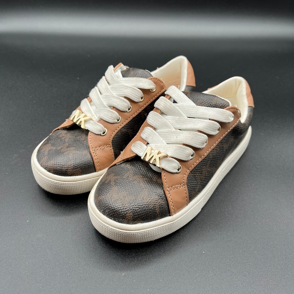Michael Kors KENLIE LTT MKS10338C Sneaker Girls 11 Brown PU Monogram Shoes
